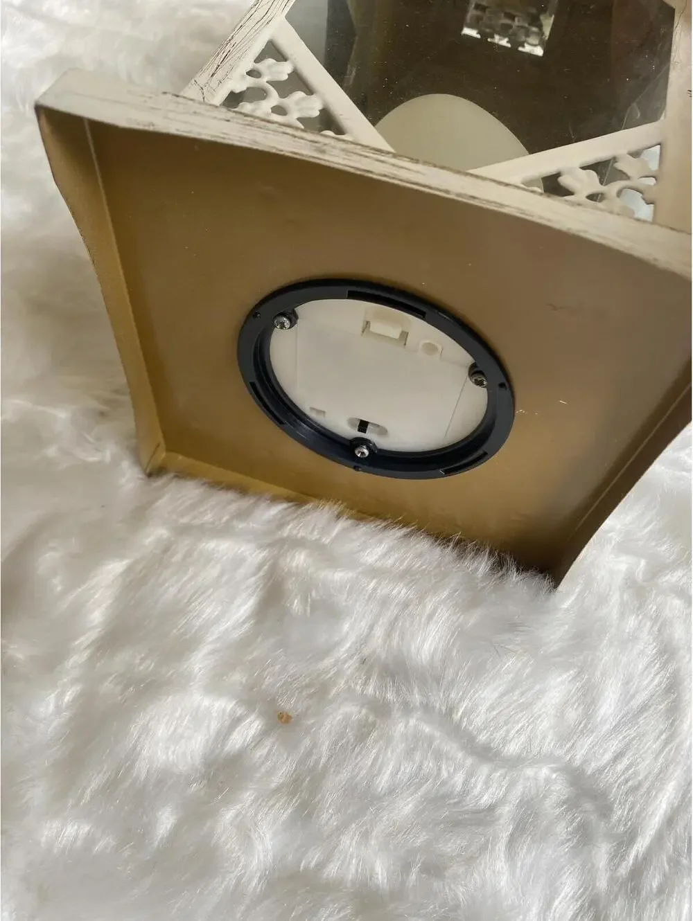 Vintage White Metal Lantern with LED Candle